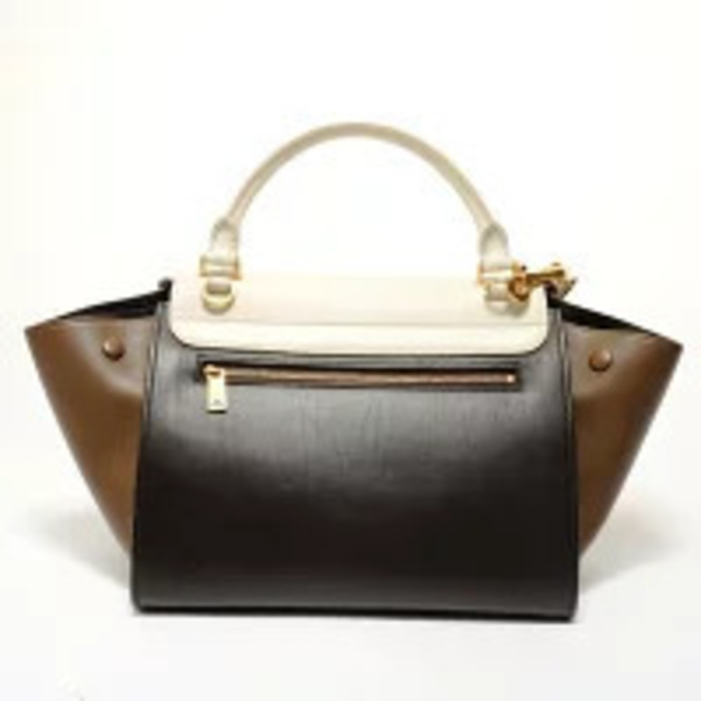 Celine Trapeze Leather Handbag Multicolor Brown